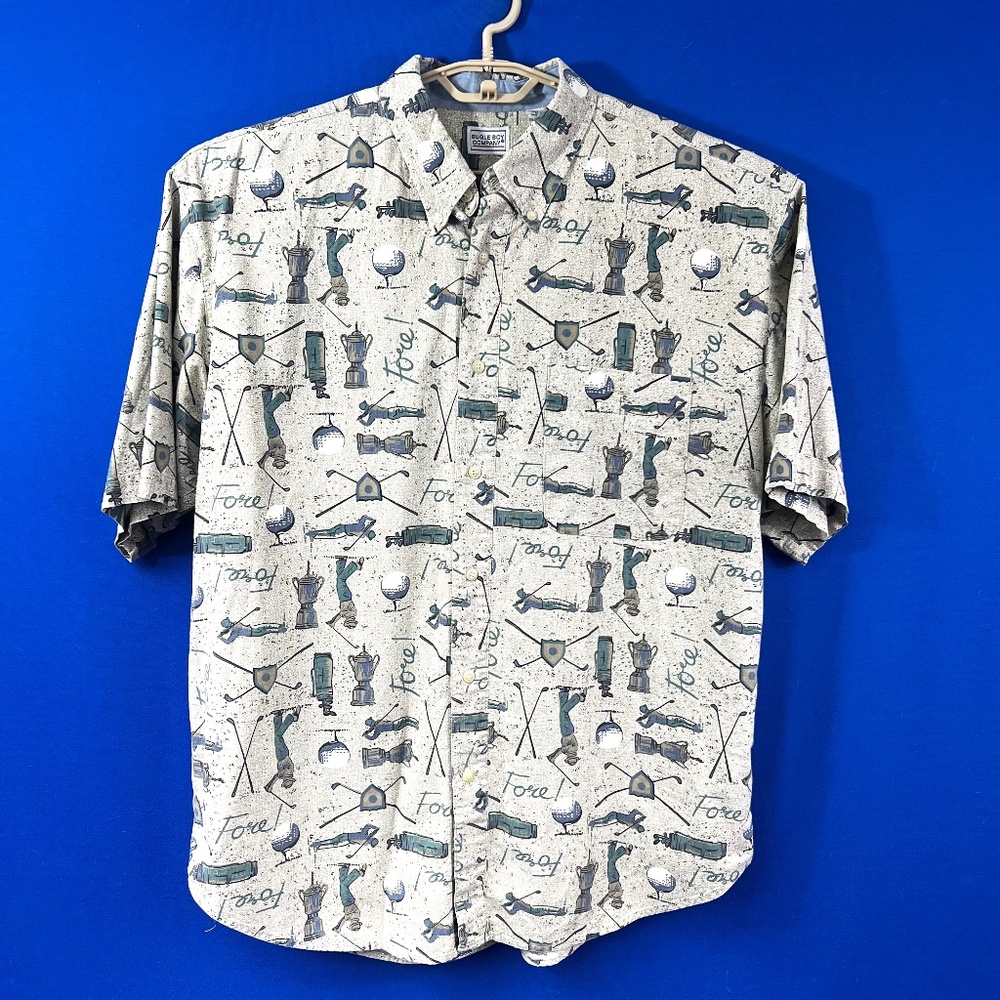 VINTAGE |•BUGLE BOY•| Golf Button Down Short Sleeve Shirt Size XL